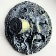 Handmade, Handpainted Man on the Moon Wall Sculpture for Home & Garden