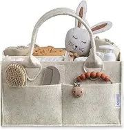 PUTSKA Baby Diaper Caddy Organizer - Nursery Storage Basket for Diaper Station, Baby Basket Shower Gift List and Registry Must-Have, Newborn Essentials, Nursery Decor for Boy or Girl - White, Regular