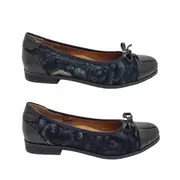 Jemma Lucy Ladies Shoes Leather Flats Patent Trim Floral Print Slip On