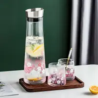 在飛比找樂天市場購物網優惠-涼水壺透明玻璃水壺北歐檸檬果汁壺簡約冷水壺水杯家用水具套裝