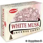 "White Musk” Cones (1 Packet) 10 Cones HEM Brand Dhoop Incense Cones