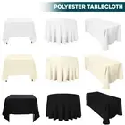 White Ivory Black TABLE COVER CLOTH 100% Polyester Fabric Wedding Tablecloth