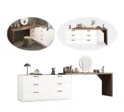 Foret Dresser Extendable Study Office Desk Corner Vanity Table Lowboy White