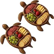 Sea Turtles Charcuterie Platter - 2 Pack Nautical Serving Tray, Oceans Theme Wooden Charcuterie Board for Cheese, Meats and Fruits, Unique Presents Ideal for Seafood Lovers and Entertainers, 20cm
