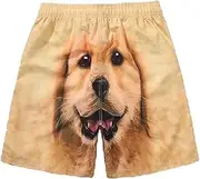 [Generic] Shorts with Dog Face on Butt, 3D Graphic Funny Dog Beach Boxer Shorts, for Men/Women, Funny