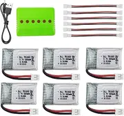 6PCS 3.7V 220mAh Lithium Battery with 6in1 Charger for E010 E010C E011 E011C E013 GoolRC T36 NINHUI NH010 F36 H36 HS210 Quadcopter RC Drone Battery