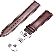 [g24] 19mm Genuine Leather Watch Band Strap Fits PRC200 , Quickster Chronograph, PRC200 Brown Deployment Silver Buckle