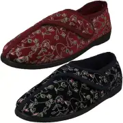 Ladies Jo & Joe Hook & Loop Strap Floral Casual Winter House Slippers EVA