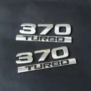 2 Sets 370 TURBO Chrome Black Metal Sticker Decal Badge Emblem AWD 3D Power Type (for: Fiat)