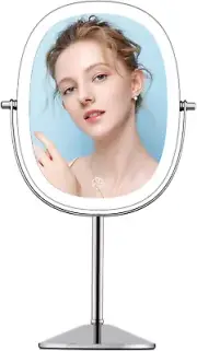 FUNTOUCH Lighted Makeup Mirror with Magnification, Oval 1X/7X Magnifying Mirr...