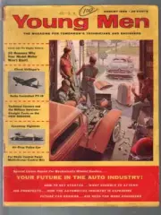 MAG: Young Men 8/1956-flathead Ford engine-hot rod-model car kits-VG-