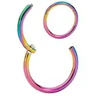 10mm Rainbow Ear Tragus Eyebrow Cartilage Septum Lip Nose Hoop Clicker Ring