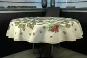 Tablecloth Tapestry Round Natural Table cloth with Lace Grape Table Linen Circle