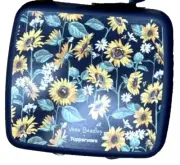 Tupperware Sandwich Keeper Vera Bradley NAVY BLUE Daisy Sunflowers Hinged