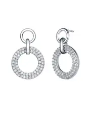 Genevive Silver CZ Circle Earrings