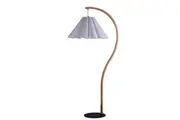 Fode Mid-Century Vintage Curved Metal Stand Floor Light Lamp Matt Black/Wood