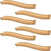 6 Pieces Ascending Wood Train Tracks Wood Train Tracks Expansion Compatible with Most Train Tracks Wood Train Track Connectors for Girls Boys Birthdays (6 PCS, Ascending)