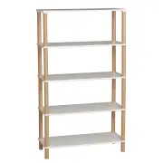 Dexter 5-Tier Rectangular Display Shelf Unit Cabinet - White/oak