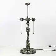 Tiffany Style Table Lamp Base Replacement Only for 16 Inch Tiffany Stained Glass Lampshade Pole Height 25 Inch Bronze Finished Alloy Dragonfly Desk Lights Base with 2 Lights KeYJ