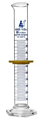 Eisco Labs 100ml Measuring Cylinder with Protective Collar, ASTM, Class B