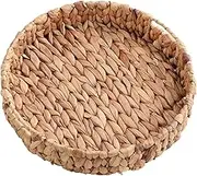 STARTIST Woven Seagrass Tray Wicker Fruit Basket Rattan Round Rattan Bowl Wicker Serving Tray Rattan Baskets for Snacks Kitchen Fruits, Medium
