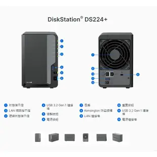 Synology 群暉 DiskStation DS224+ (2Bay/Intel/2GB) NAS 網路儲存伺服器