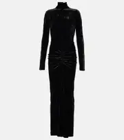 [Alaia] Alaïa Ruched velvet midi dress AU 16 black