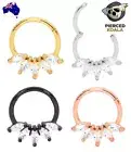 2Pcs Surgical Steel Gem Hinged Segment Septum Nose Tragus Ring Sleeper Earrings
