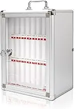 Cell Phone Locker Box 12/24/36/48/60 Slots Aluminum Alloy Cell Phone Jail for Cell Phones, Wall-Mounted Storage Box with Lock and Handle, Home Office Classroom(28x