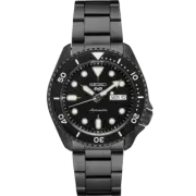 Seiko 5 Sports Automatic SRPD65 Black Day Date Stainless Steel Bracelet Watch