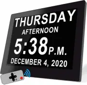 2022 Upgraded Electronic Calendar Clock Day Date Clock, Non-Abbreviated Memory L