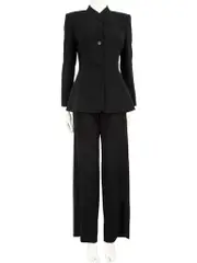 Black Wool Trousers Blazer Set