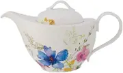 [Villeroy & Boch] Mariefleur Basic Teapot, 1.2 Litre, Premium Porcelain, White/Multicoloured