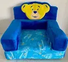 NEW Build A Bear Blue Chair Fold Out Bed Boy Airplane Spaceship Rocket Theme