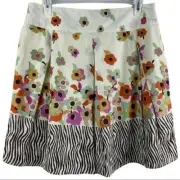 Studio JPR Cream Multicolor Floral Zebra Skirt Cotton NWT Waist 34 Women’s PXL