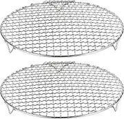 uxcell 2pcs Round Cooking Rack 9.6-inch 201 Stainless Steel Cross Wire Barbecue Grill Net with 20mm Legs for Cooking Baking Steaming BBQ