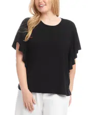 Karen Kane Plus Size Flutter Sleeve Crewneck Top