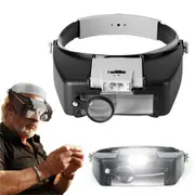 Magnifying Glass with LED Light Visor Head Loupe Headband Magnifier
