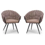 Set of 2 - Peak Fabric Dining Armchair - Chocolate Milk