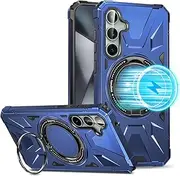 Galaxy S24 Plus Case,Designed for Samsung S24 24S Plus Phone Cases with MagSafe,Invisible Magnetic Car Mount Ring Kickstand,Military Grade Shockproof Protective Cover for Men Women 6.7”inch Blue