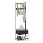 HOMEKOKO Narrow Coat Rack Shoe Bench, Hall Tree for Small Place with Drawer S...