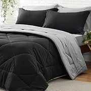BEDELITE King Size Comforter Set 7 Pieces Bed in A Bag - Soft Microfiber Reversible Black Bed Set with Comforters, Sheets, Pillowcases & Shams, Cozy Luxury Bedding Sets for All Season