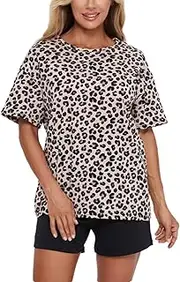 [RISCUYY] Short Sets for Women 2 Piece Cheetah Print Top and Shorts Matching Chheetah Print Sets for Women 2025