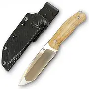 Wilora Crest Drop Point Knife – Full Tang Fixed Blade with Kydex Sheath and Linen Micarta Handle – Outdoor Survival, Bushcraft & EDC Knife