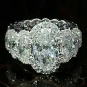 Unique Halo 2.90CT Oval Shape Stone Engagement Ring In 935 Argentium Silver