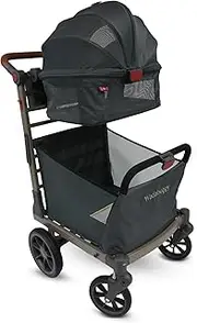 Wadabuggy Pet Foldable Cart - Luxury Cat & Dog Stroller with Extra Large Shopping Basket, Cup Holders, & Ventilated Canopy - Easy Fold Pet Stroller for Cats & Dogs