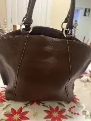 NWT, Cats Made in Spain Medium Zip Satchel Tote Bag Brown Pebble Leather