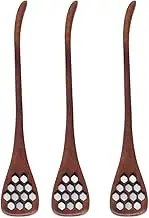 Honey Dipper: Reusable Wooden Honey Sticks Server Set for Home Kitchen, Restaurant Safe Honey Stirrers and Server Sticks, 3pcs (Large Lacquer Colour)