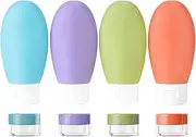 Biniveil Travel Bottles,4x Travel Liquid Bottles - Portable Traveling Accessories, Squeezable Storage Organization For Sunscreen, Liquid Soap, Hairspray, Facial Cleanser