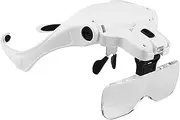 Meichoon Magnifying Glasses,Head Mount Magnifier with LED Light,5 Lenses 1.0X 1.5X 2.0X 2.5X 3.5X for Close Up Work,Watch,Cross-Stitch,Jewelry,or Reading with Headband